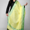 Yellow Linen Dupatta with Metallic Contrasting Border